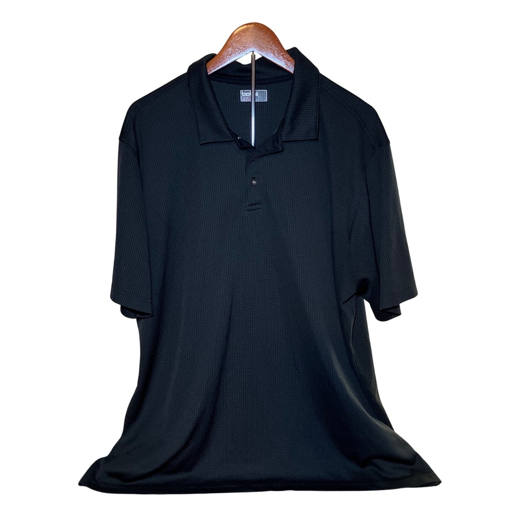 Bolle Mens Size XXL Performance Golf Polo Shirt Black Textured Short Sleeve